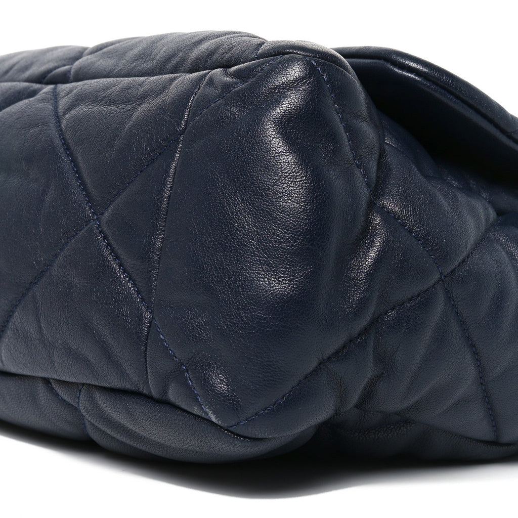 Goatskin Quilted Maxi Chanel 19 Flap Navy Blue