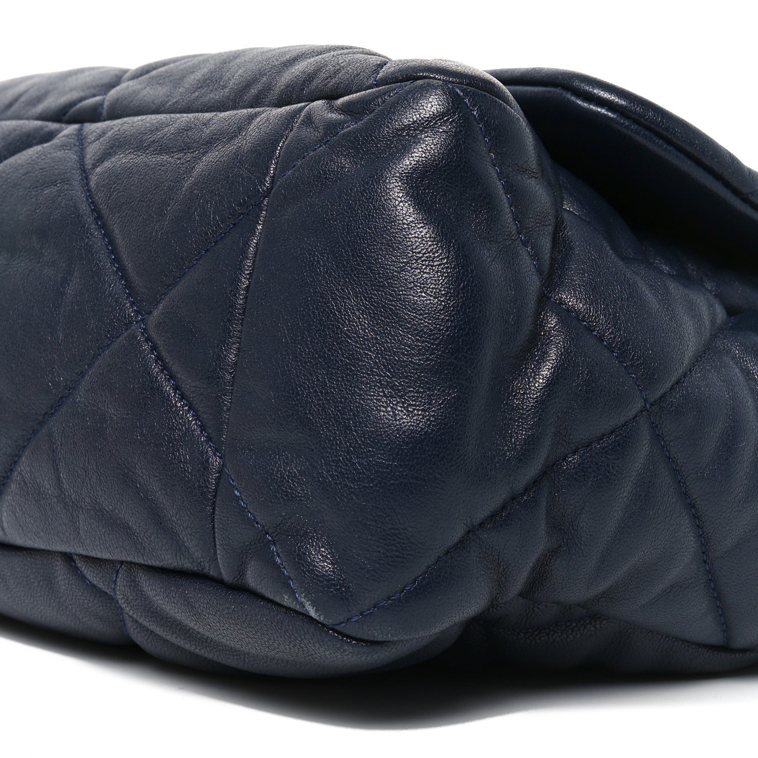 Goatskin Quilted Maxi Chanel 19 Flap Navy Blue
