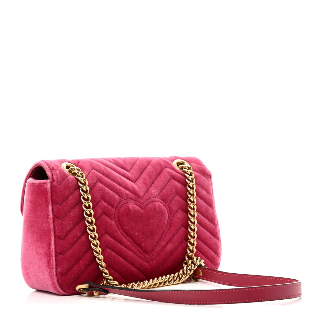 Velvet Matelasse Small GG Marmont Shoulder Bag Light Raspberry Rose