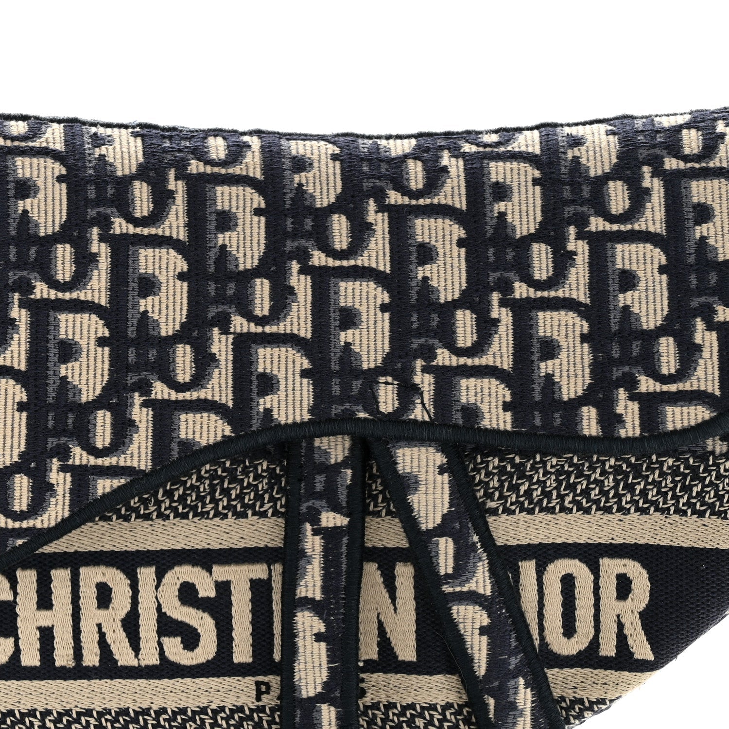 Oblique Embroidered Saddle Bag Blue