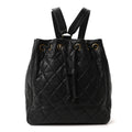 Caviar Quilted Drawstring Backpack Black