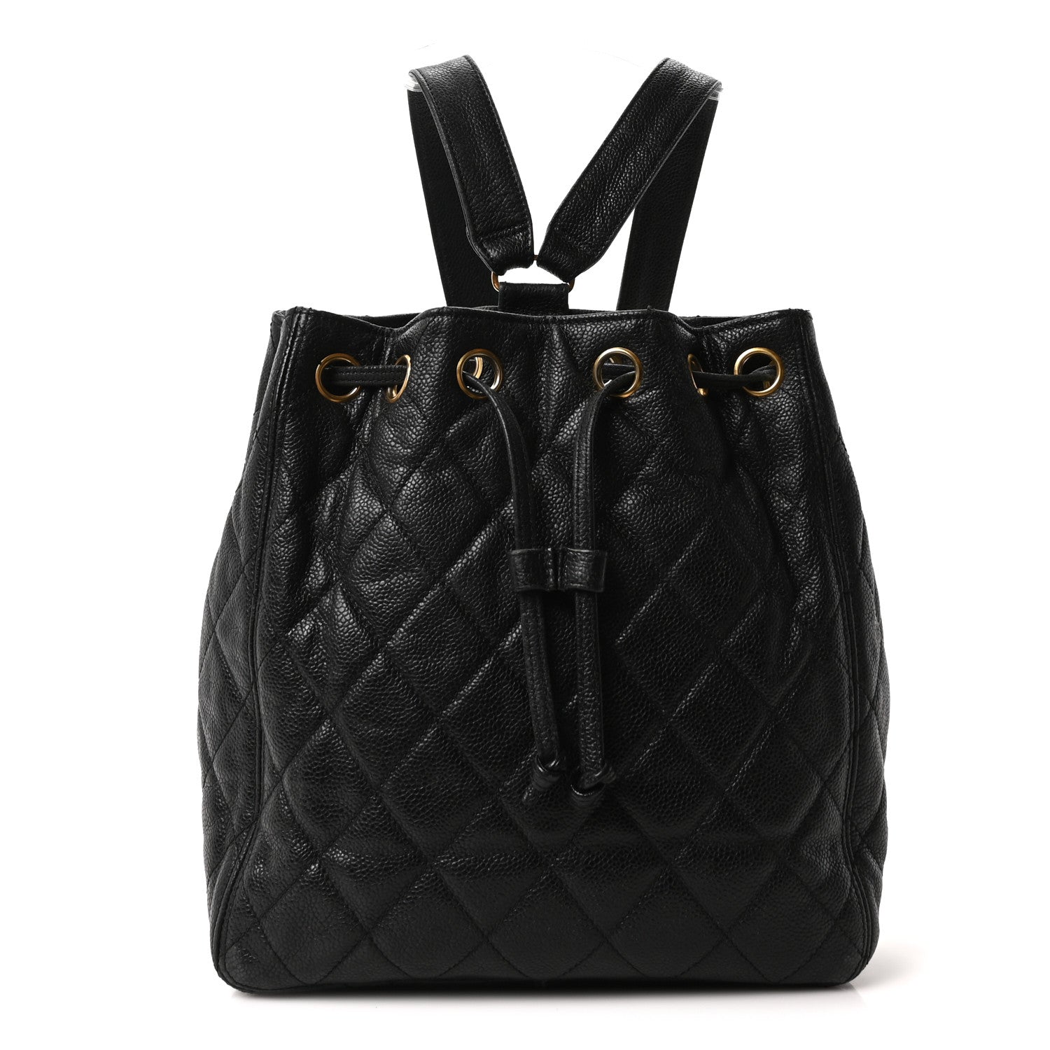 Caviar Quilted Drawstring Backpack Black