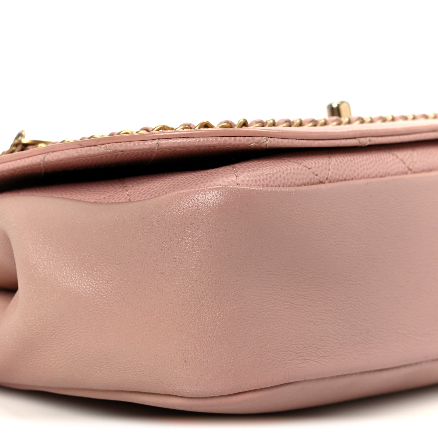 Lambskin Caviar Lovely Chains Flap Shoulder Bag Pink
