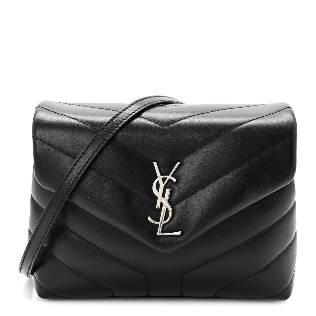 Calfskin Y Quilted Monogram Toy Loulou Crossbody Bag Black