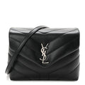 Calfskin Y Quilted Monogram Toy Loulou Crossbody Bag Black