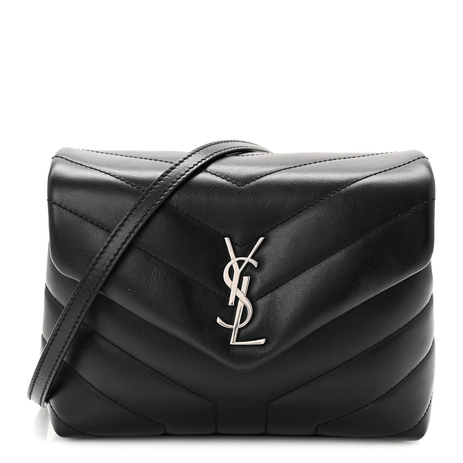 Calfskin Y Quilted Monogram Toy Loulou Crossbody Bag Black