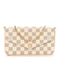 Damier Azur Pochette Felicie Chain Wallet Rose Ballerine