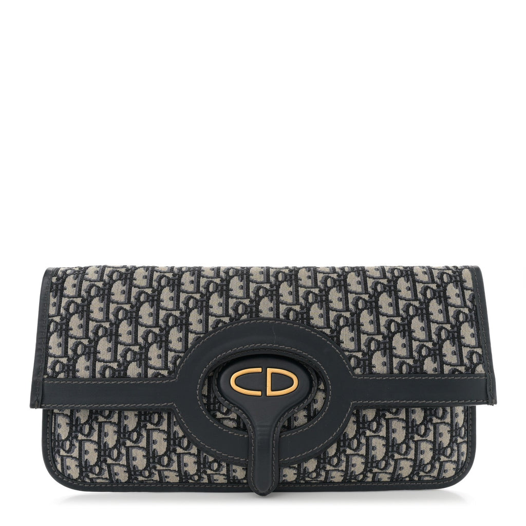 Oblique Fold Over Clutch Blue