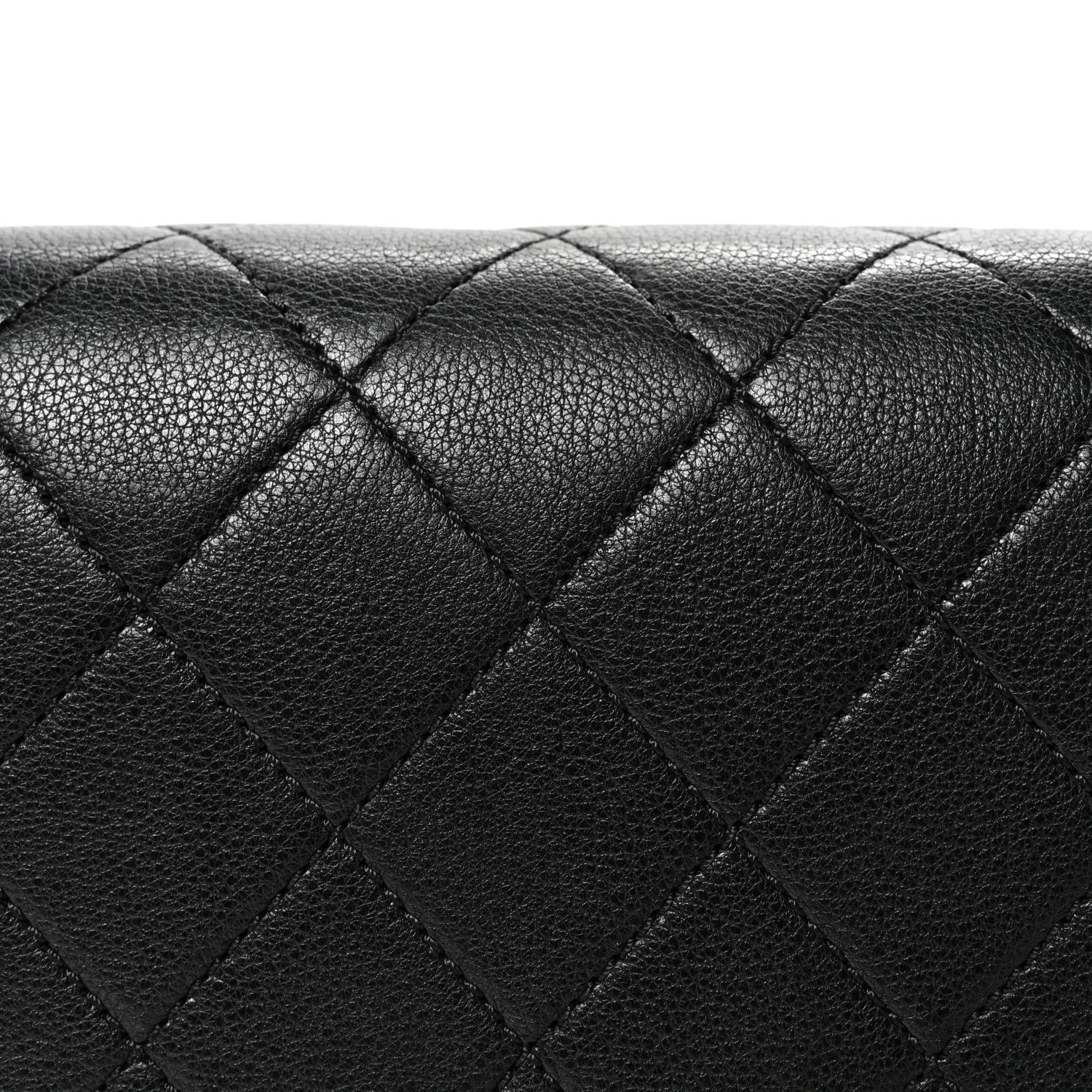 Grained Calfskin Quilted Large Label  Flap Bag Black