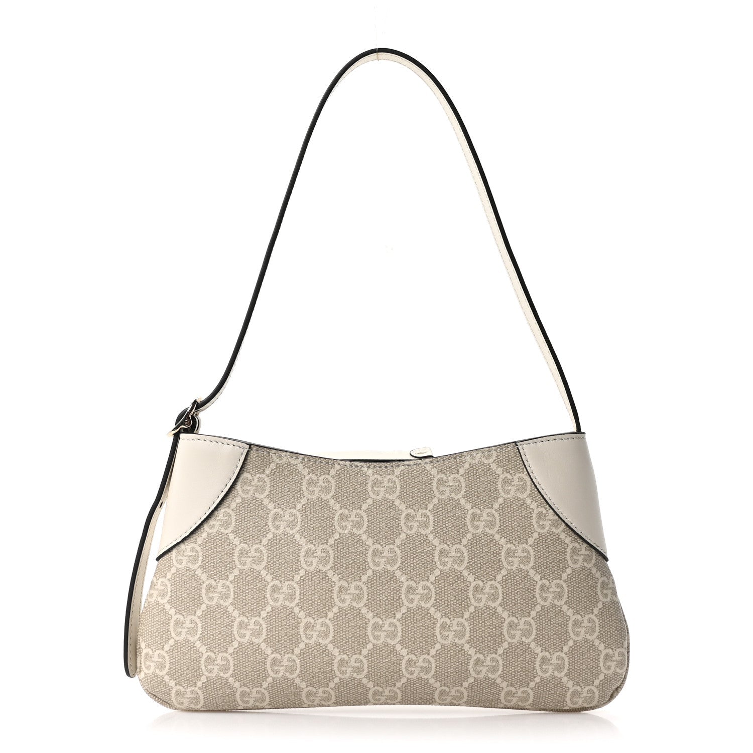 GG Monogram Calfskin Small Emblem Shoulder Bag Beige Mystic White