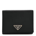 Tessuto Nylon Tri-Fold Compact Wallet  Black