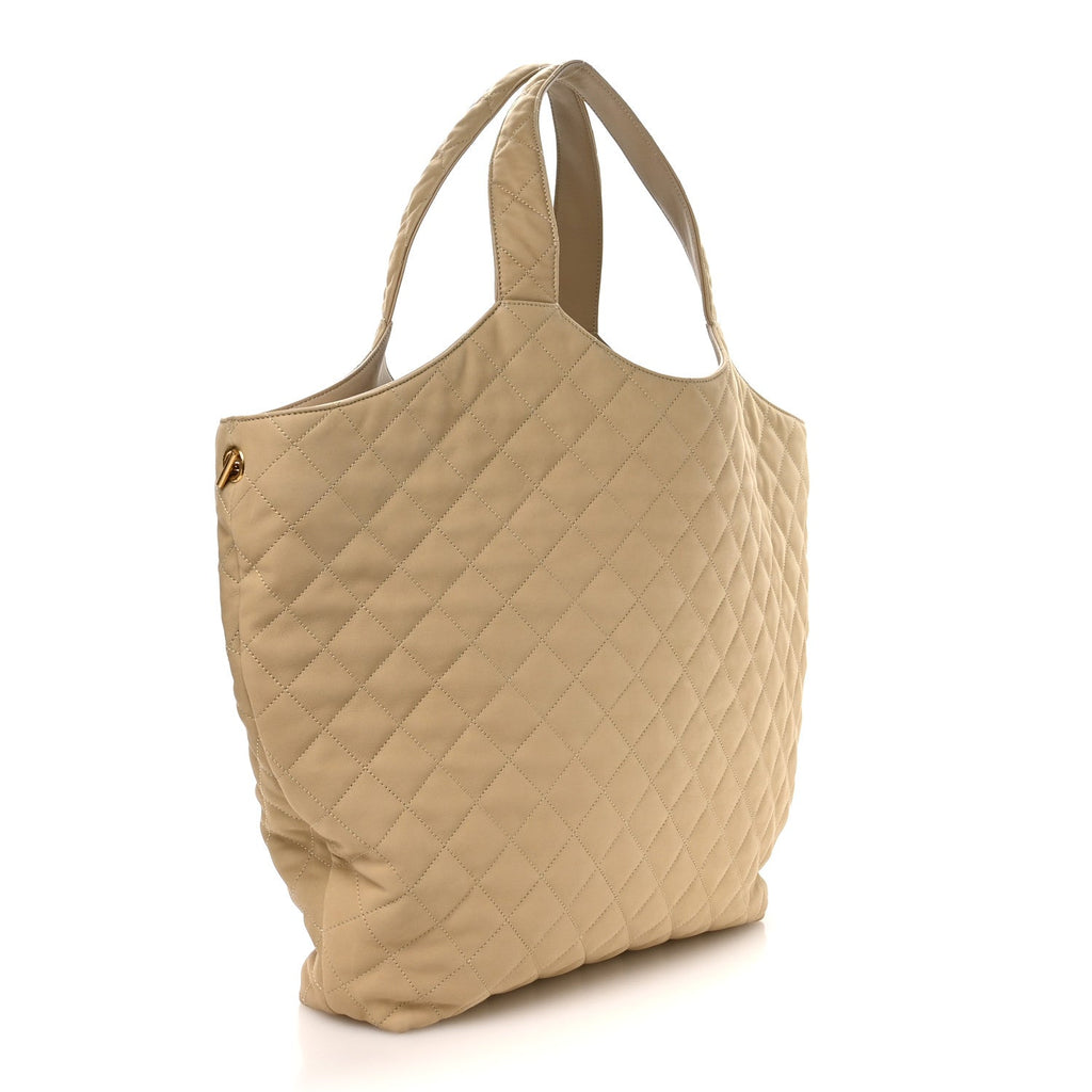 Nubuck Suede Quilted Maxi Icare Shopping Tote Beige