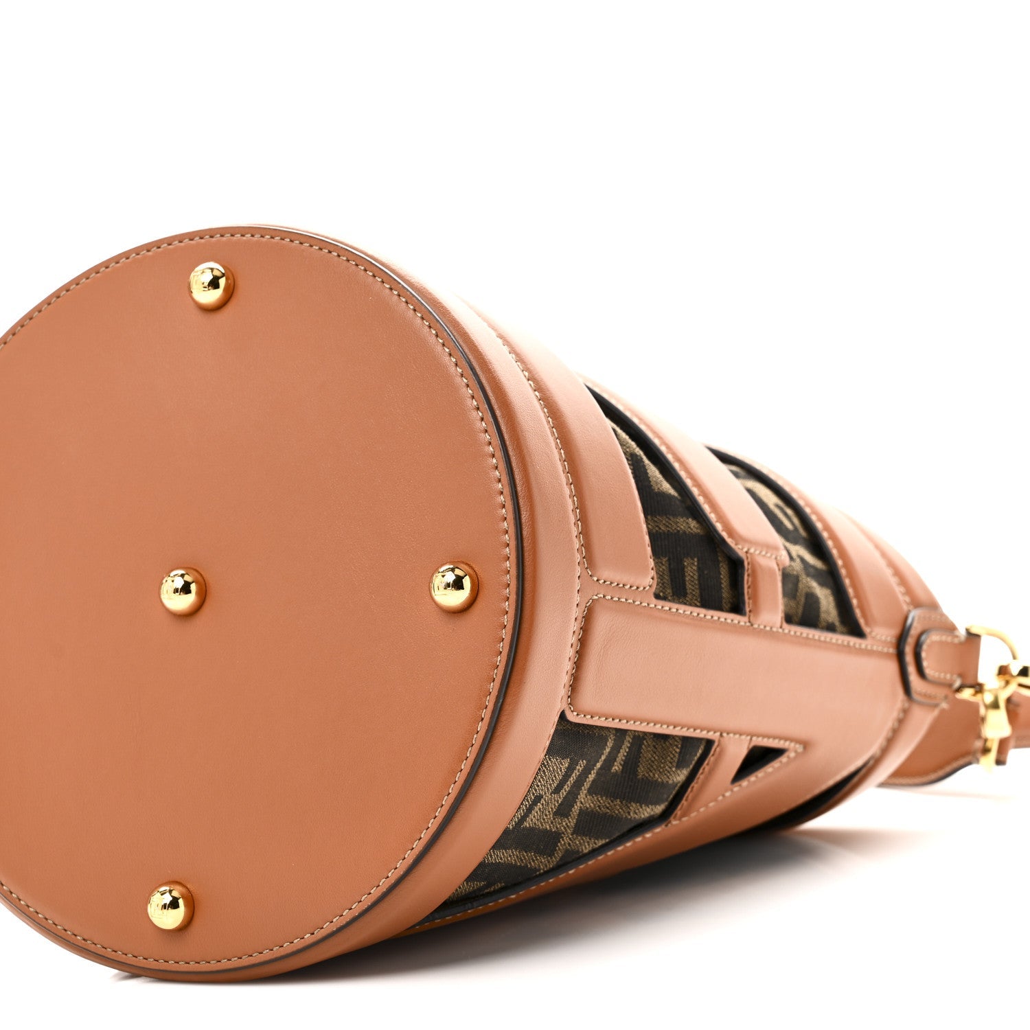 Nylon Vitello King Logo Step Out Bucket Bag Brandy