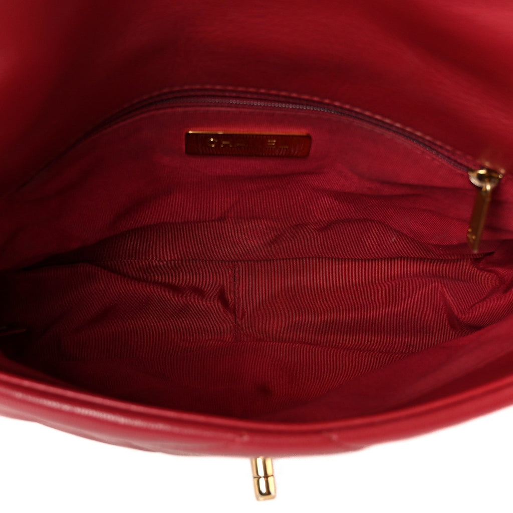 Goatskin Quilted Medium Chanel 19 Flap Red