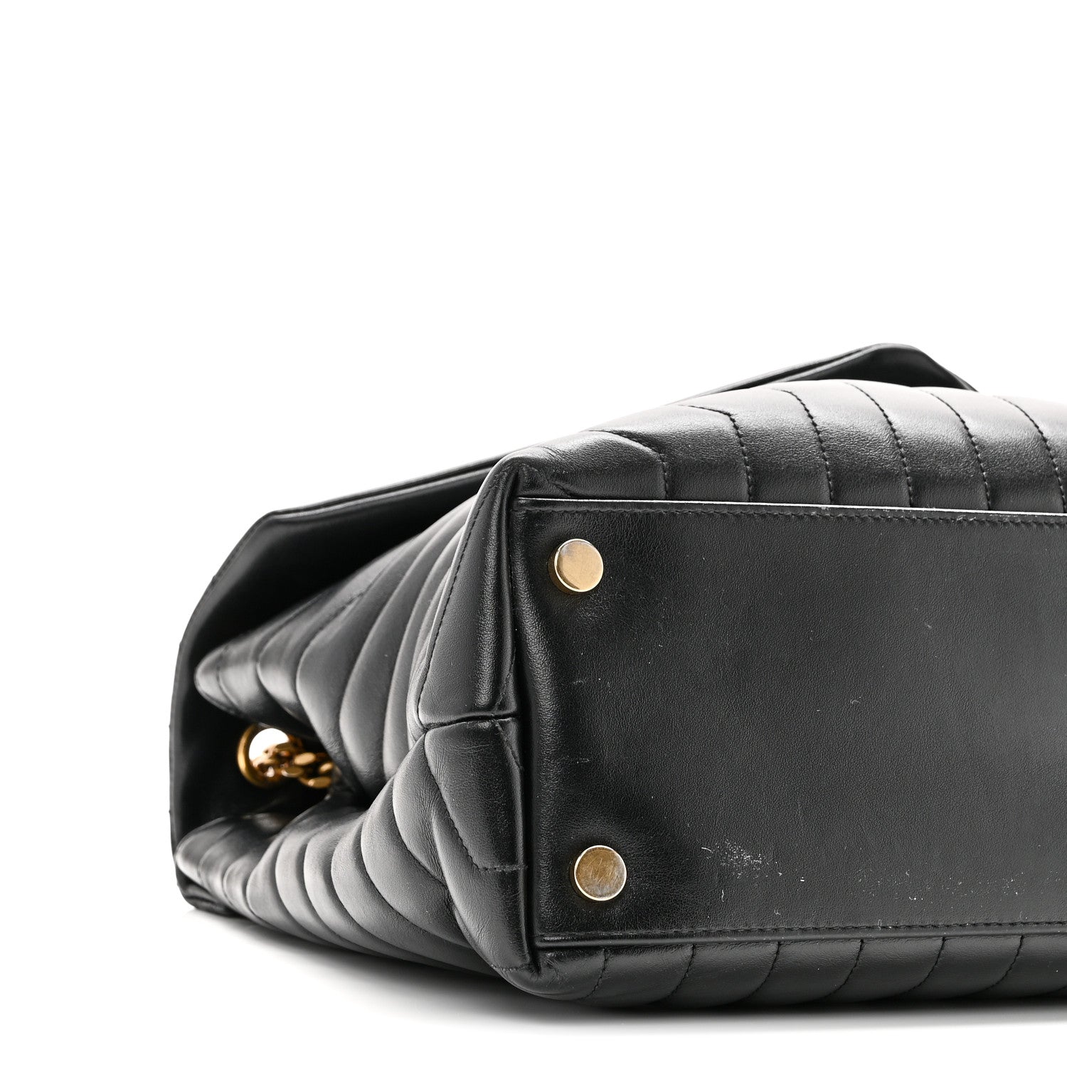 Calfskin Y Quilted Monogram Large Loulou Chain Satchel Black