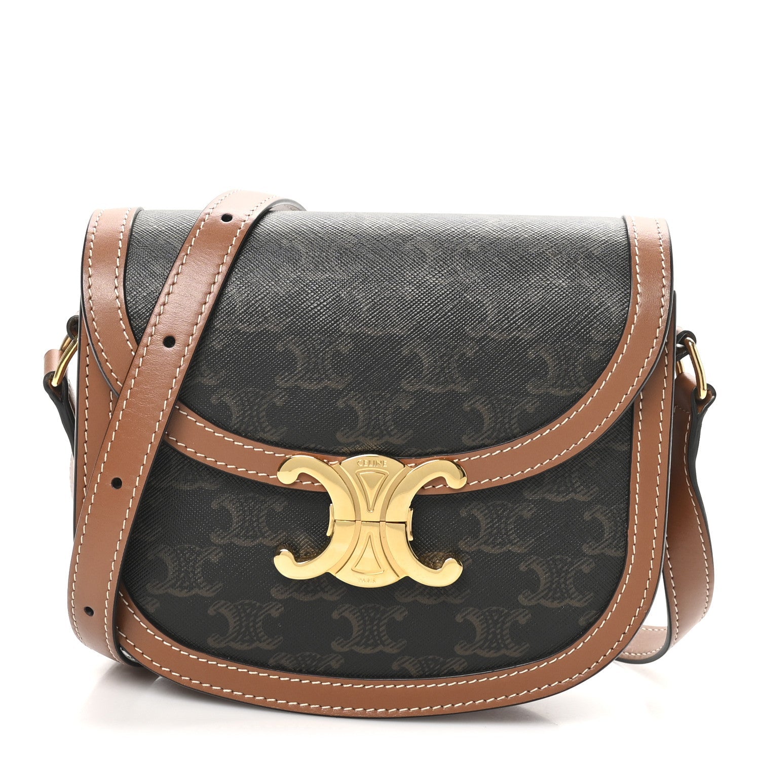 Canvas Calfskin Triomphe Teen Besace Tan