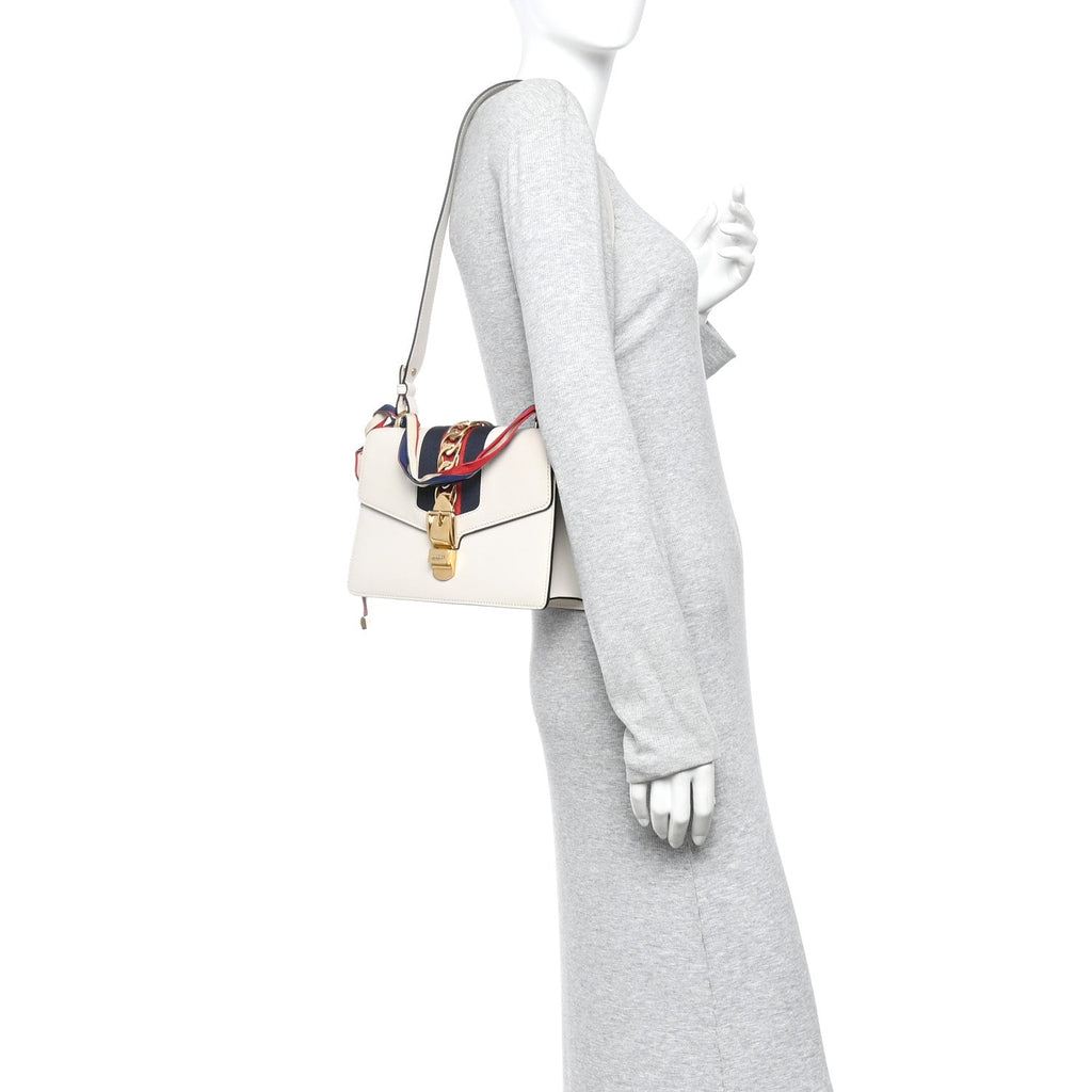 Calfskin Small Sylvie Shoulder Bag Off White