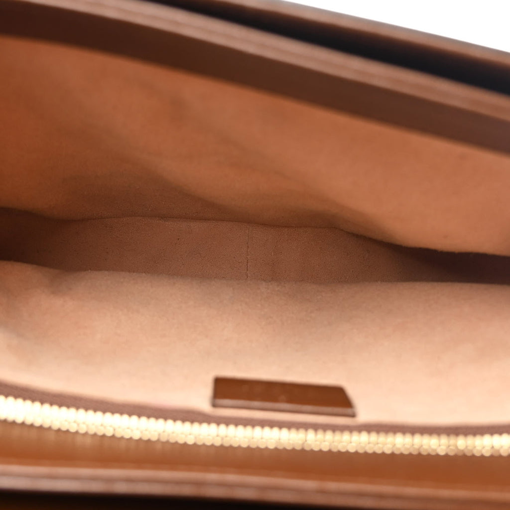 GG Supreme Monogram Horsebit 1955 Shoulder Bag Beige Brown Sugar