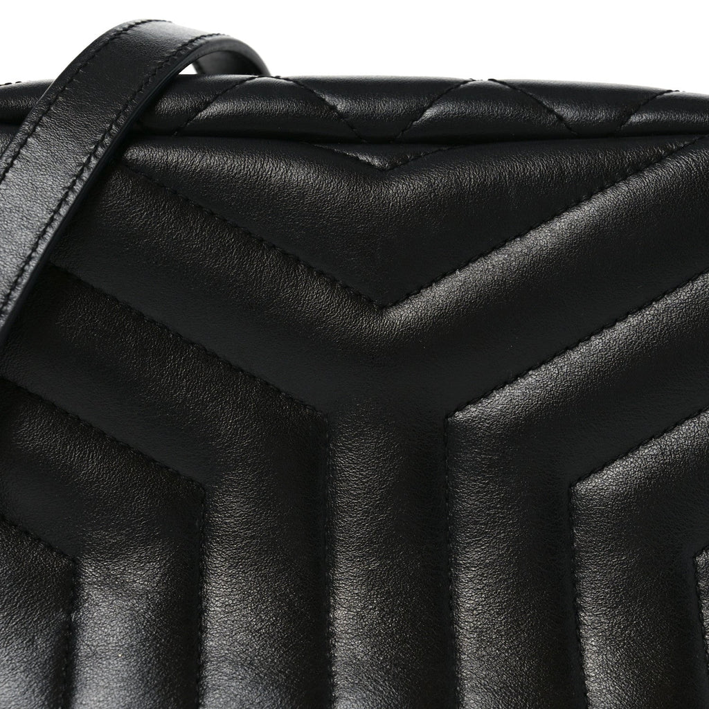 Calfskin Y Quilted Monogram Small Loulou Bowling Bag Black