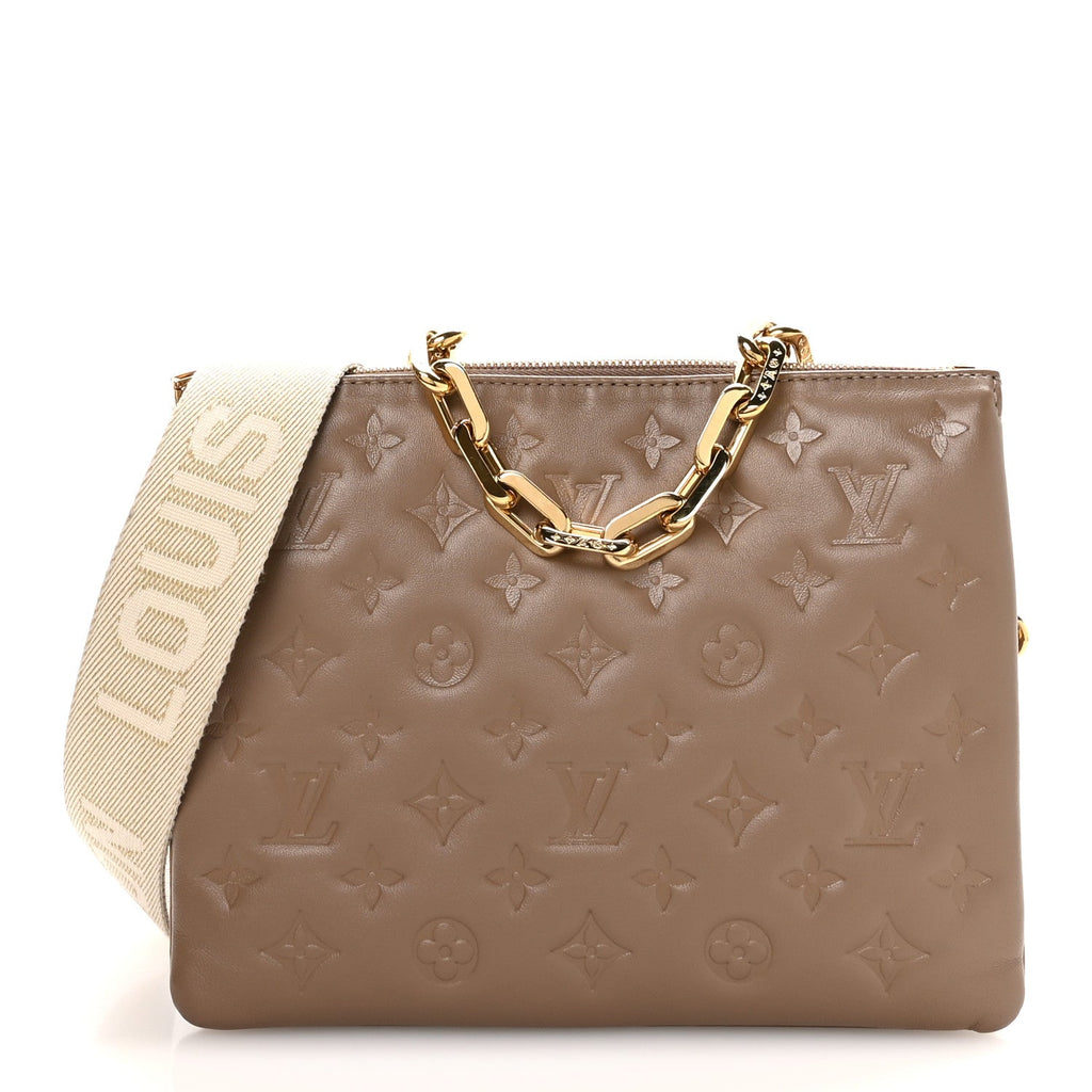 Lambskin Embossed Monogram Coussin PM Taupe