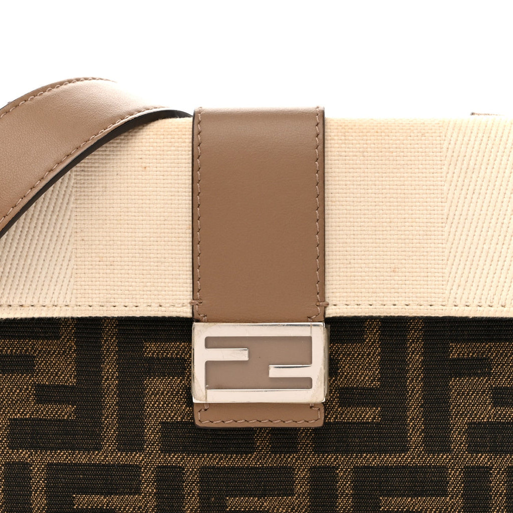 Fabric Jacquard Canvas Vitello Grace Pequin FF 1974 Baguette Belt Pouch Tobacco Moro Grezzo Sand