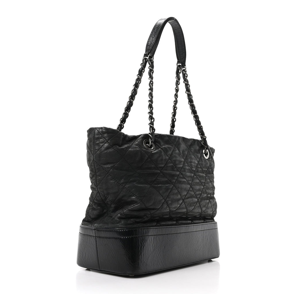 Iridescent Calfskin VIP Shopping Tote Black