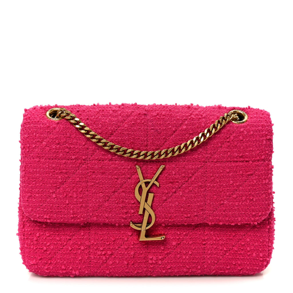 Boucle Tweed Patchwork Monogram Medium Jamie Baguette Magenta
