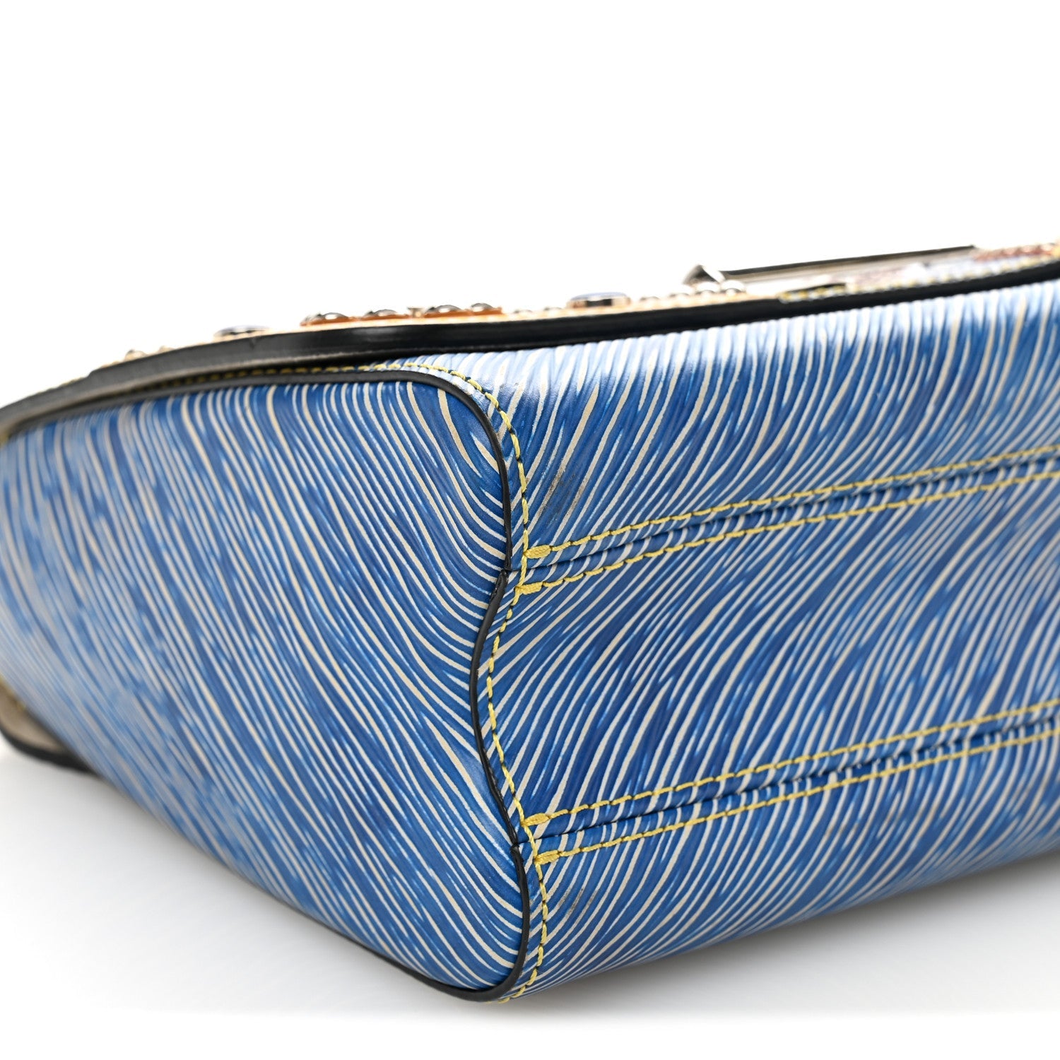 Epi Studded Twist Shoulder Bag MM Denim Light