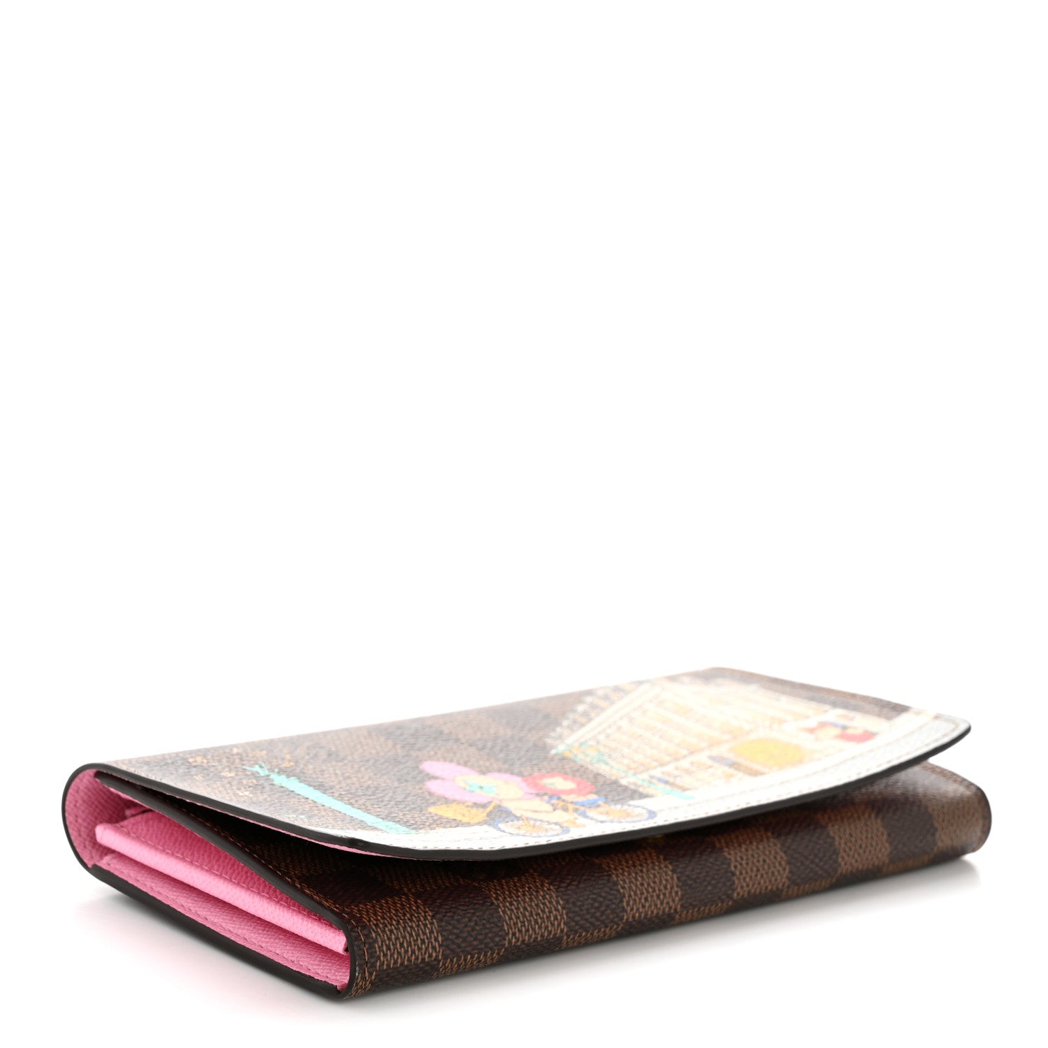 Damier Ebene 2022 Christmas Animation Paris Sarah Wallet Pink