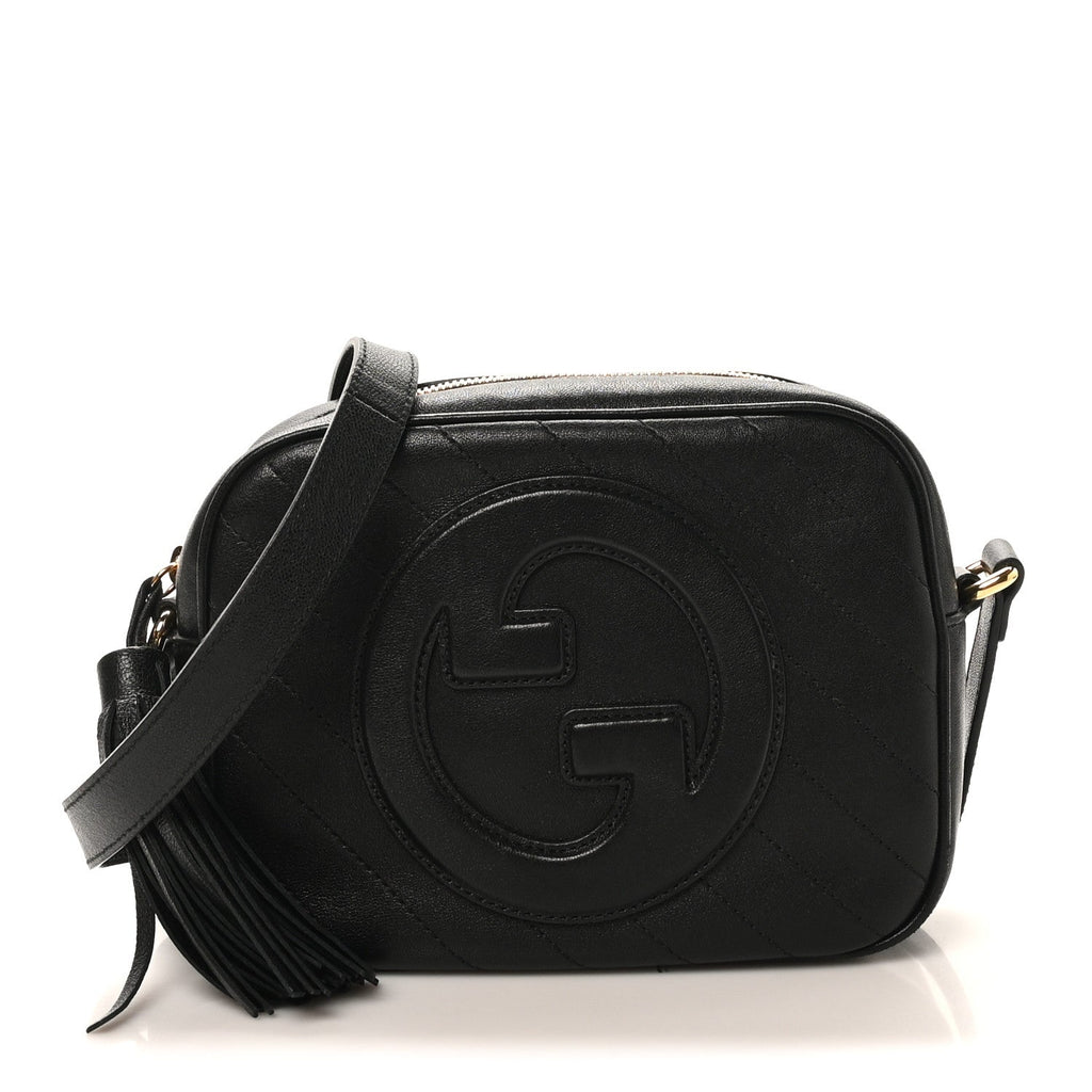 Sakai Be Green Calfskin Diagonal Stitched Small Blondie Shoulder Bag Black
