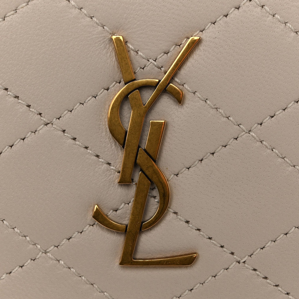 Lambskin Quilted Gaby Phone Holder Crossbody Crema Soft