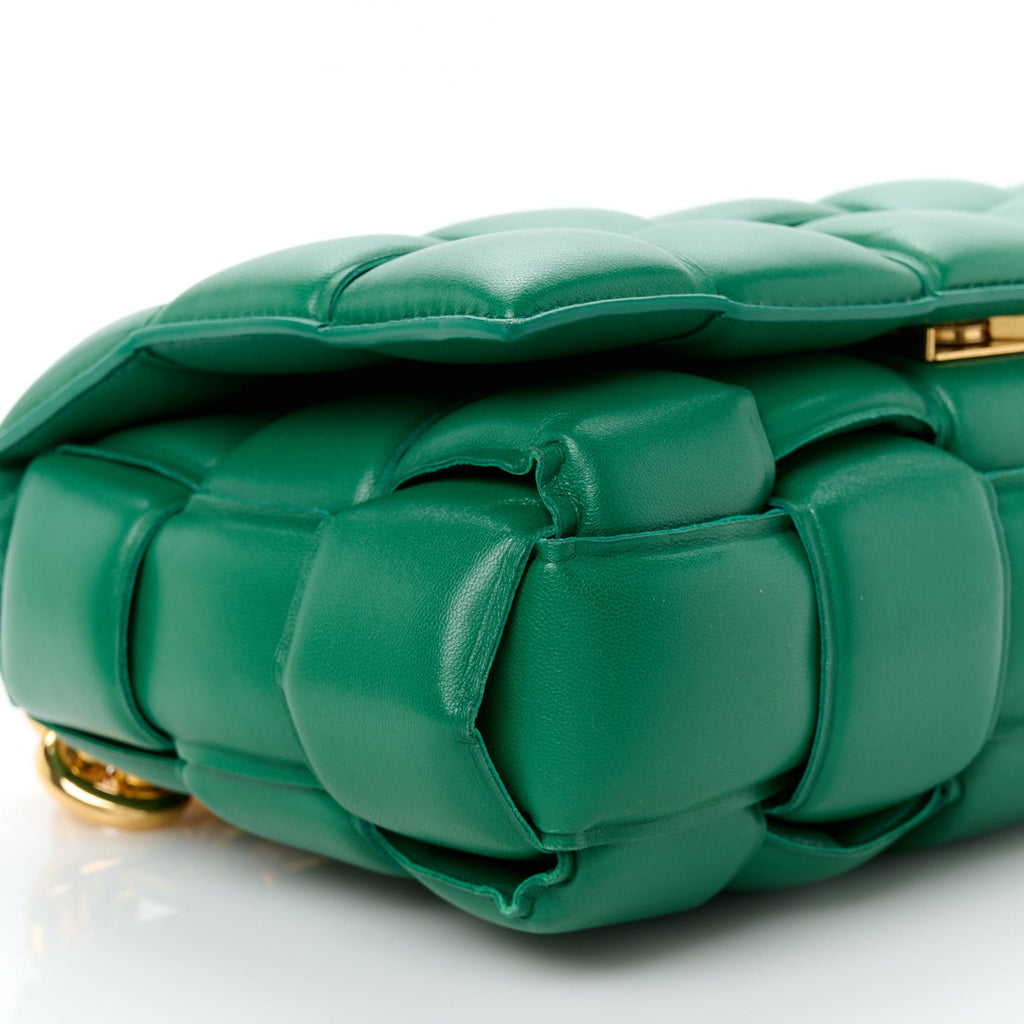 Lambskin Maxi Intreccio Padded Chain Cassette Crossbody Bag Racing Green
