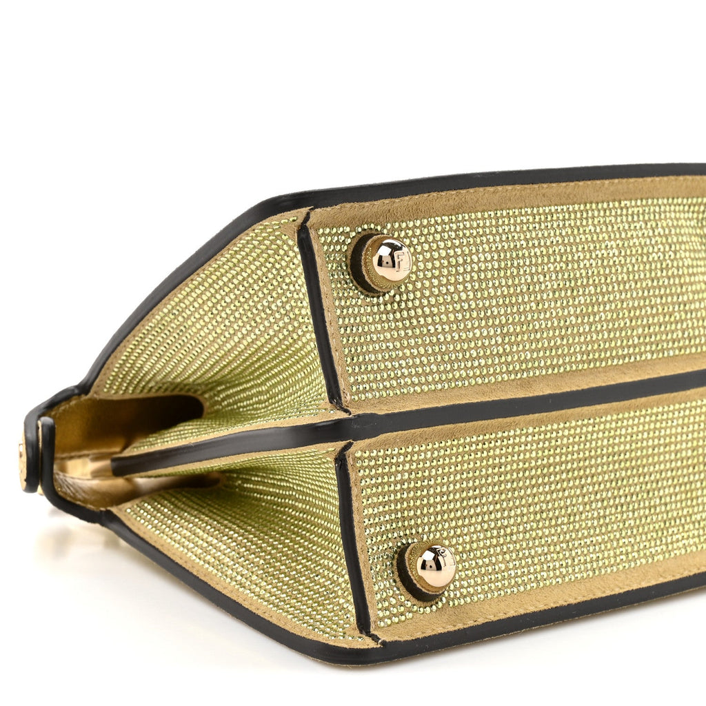 Crystal Vitello Laminato FF Petite Peekaboo I SEE U Satchel Crystal Platinum Light Gold