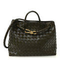 Nappa Intrecciato Medium Andiamo Shoulder Bag Kaki