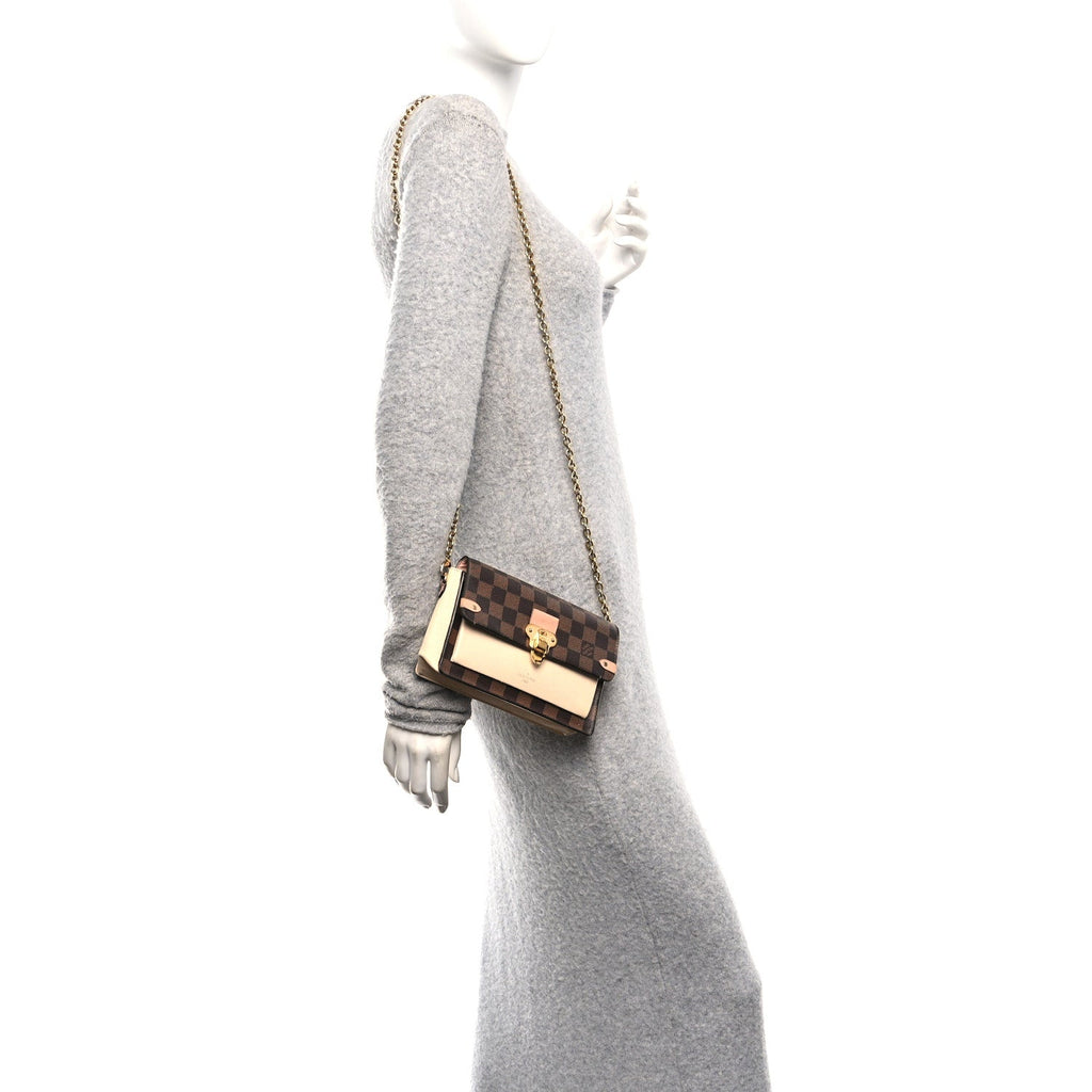 Damier Ebene Vavin Chain Wallet Creme