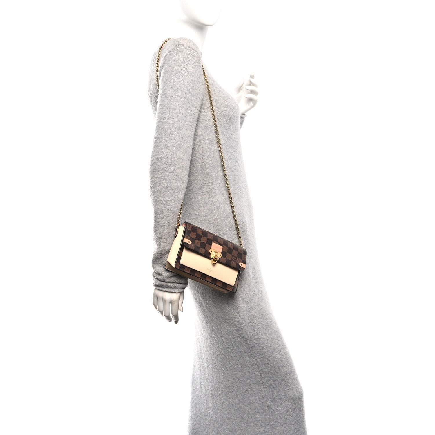 Damier Ebene Vavin Chain Wallet Creme