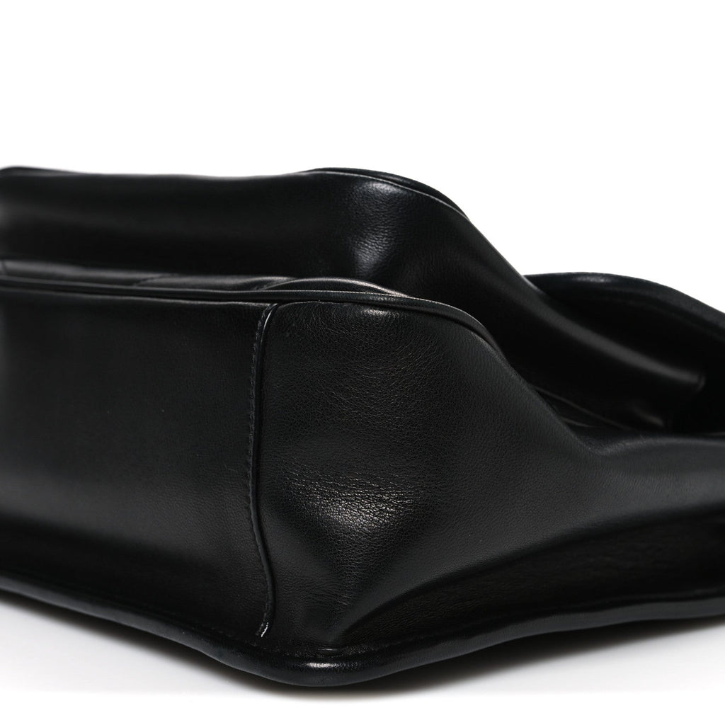 Crinkled Calfskin Matelasse Monogram Medium Niki Chain Satchel Black