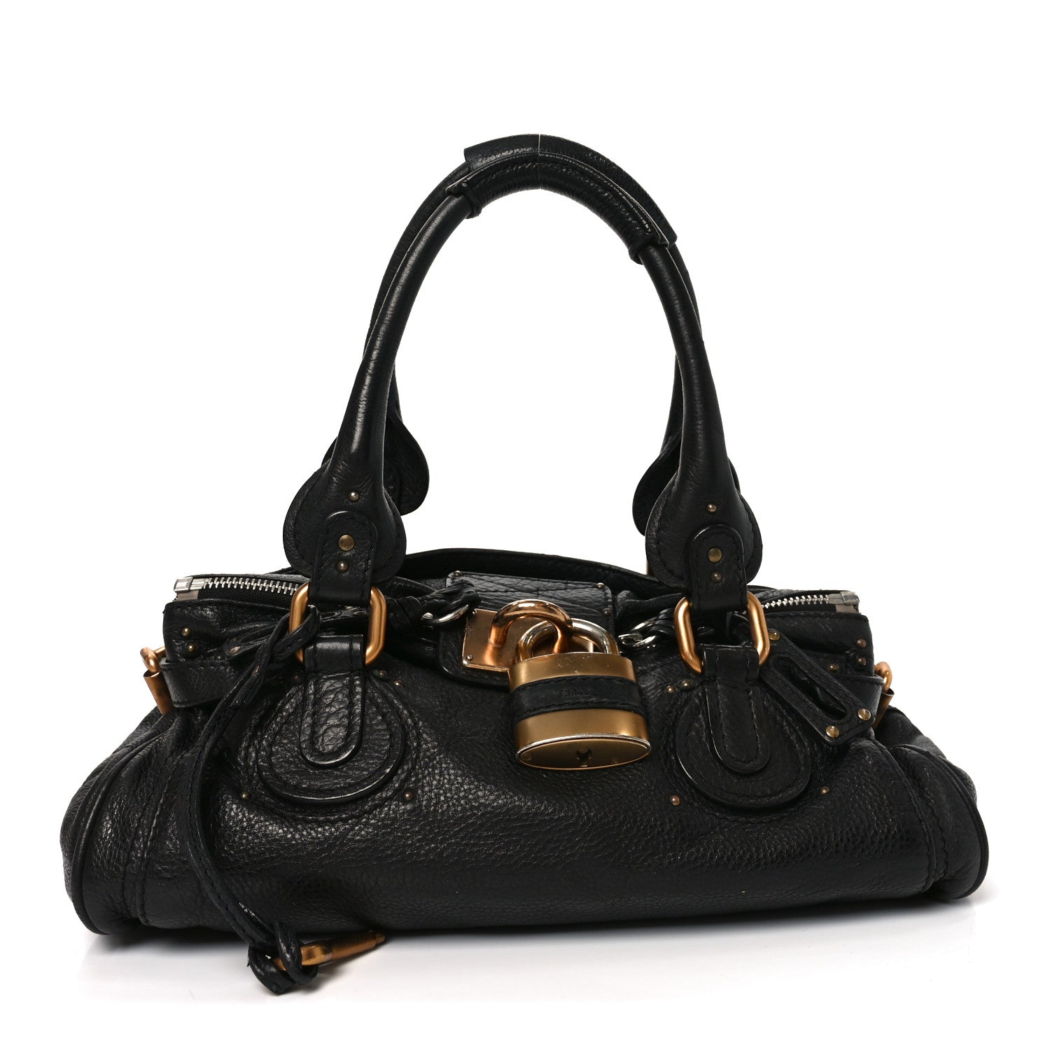 Calfskin Medium Paddington Satchel Black