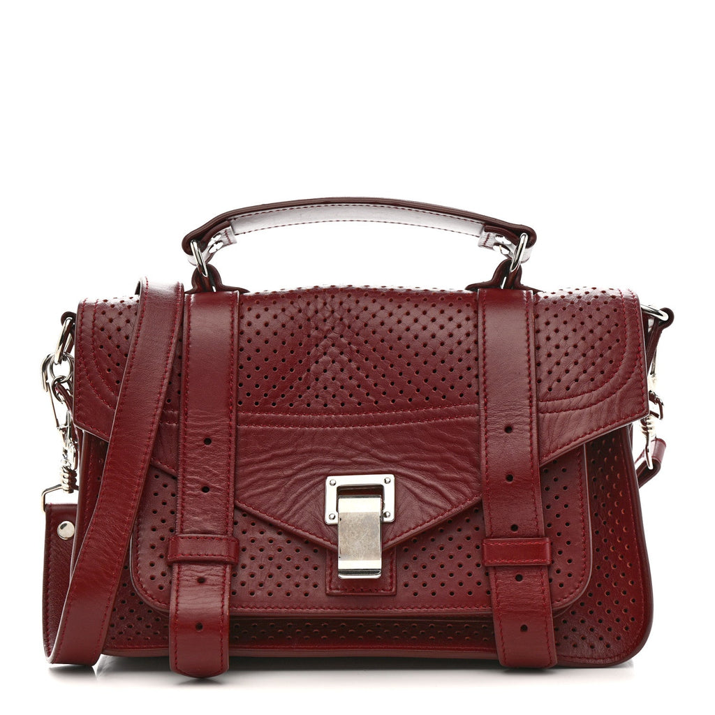 Lambskin Perforated Tiny PS1 Satchel Burgundy