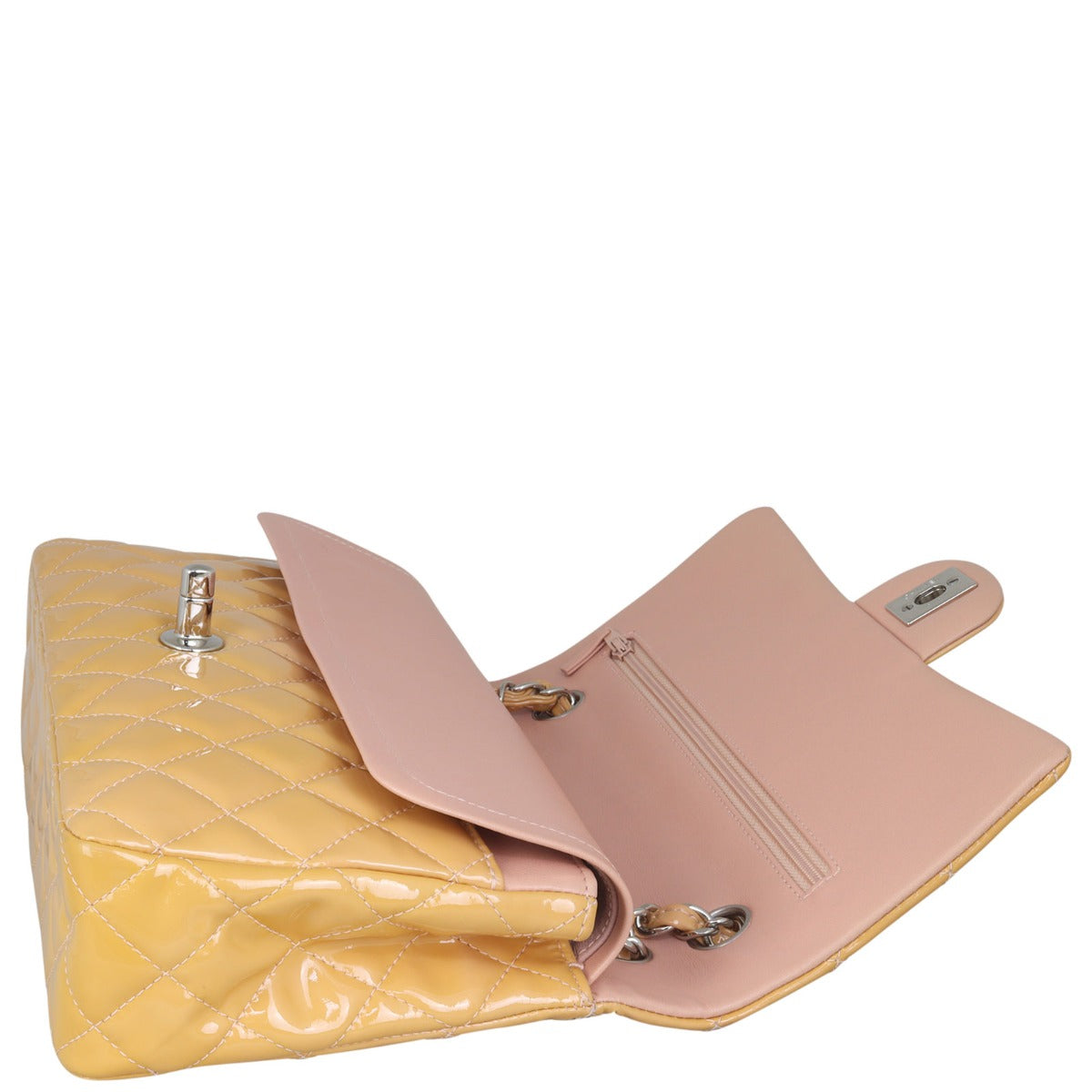 Chanel Classic Double Flap Medium Patent | Pale Orange