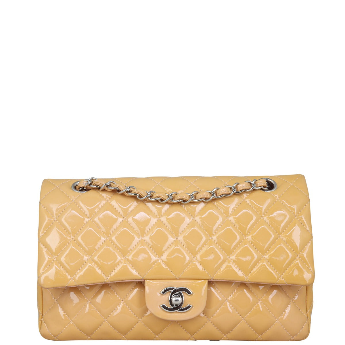 Chanel Classic Double Flap Medium Patent | Pale Orange