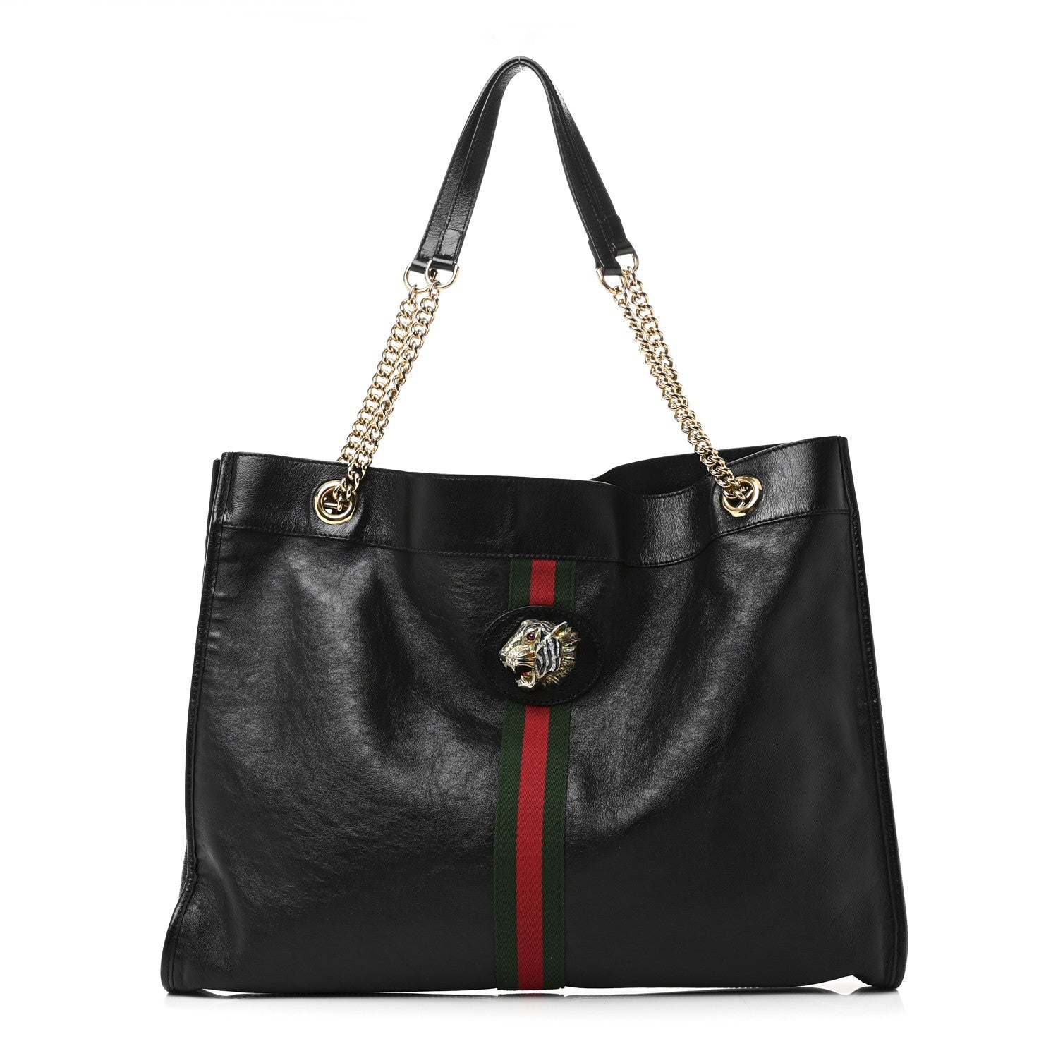 Calfskin Large Rajah Chain Tote Black