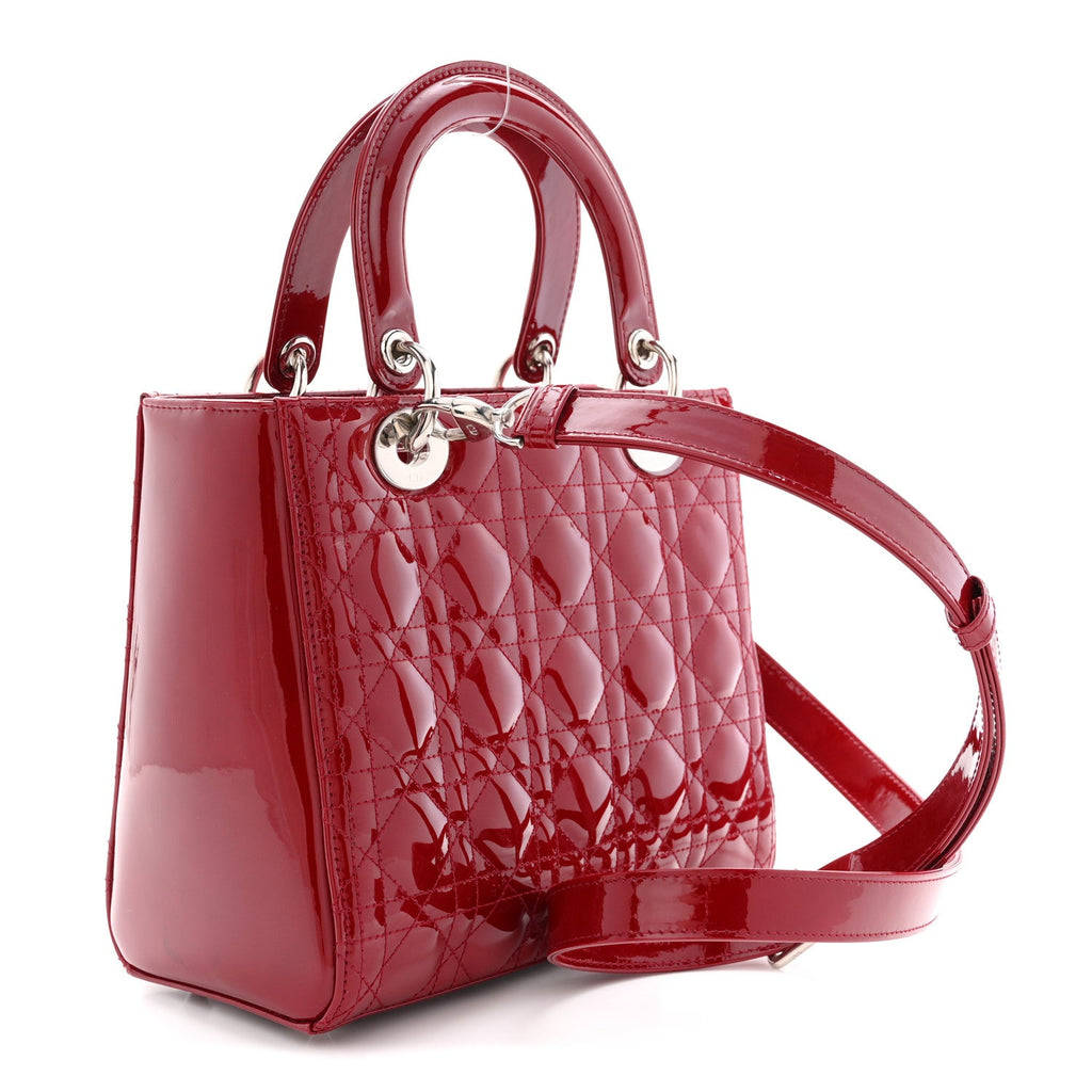 Patent Cannage Medium Lady Dior Red