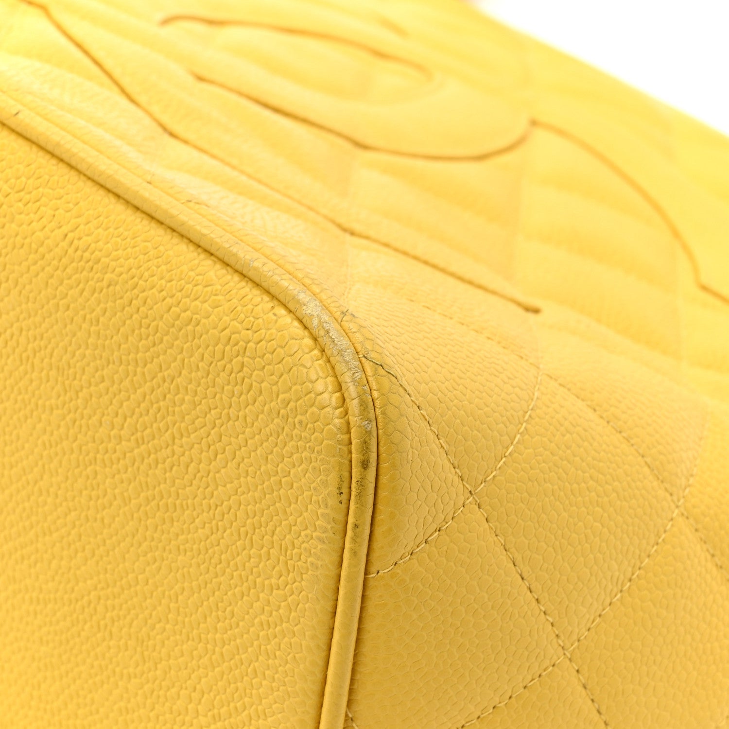 Caviar Quilted Medallion Tote Yellow