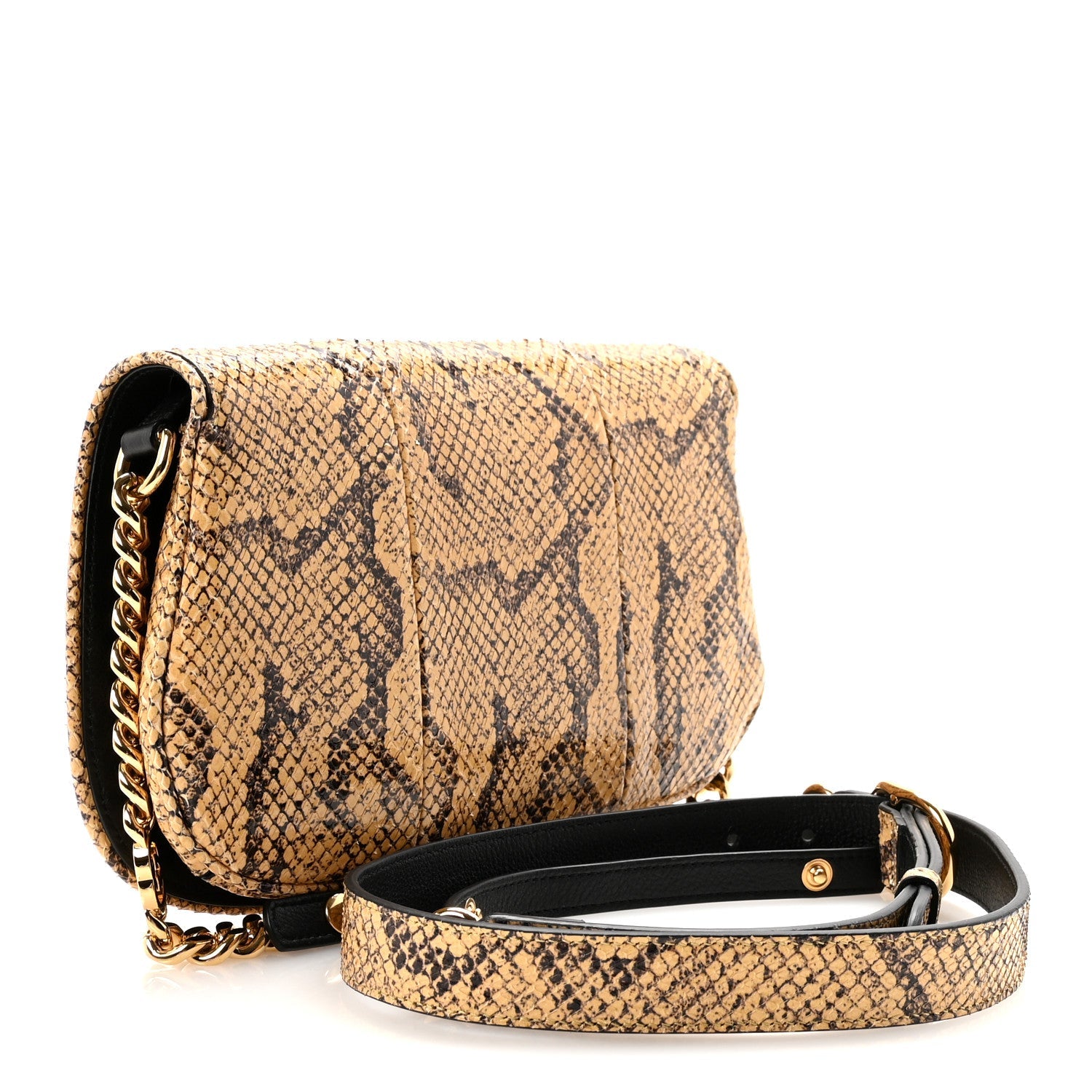 Roxy Snakeskin Blondie Chain Shoulder Flap Bag Roccia