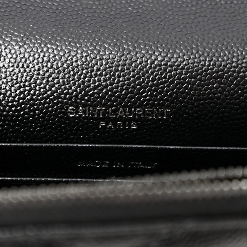 Grain De Poudre Matelasse Chevron Monogram Monochrome Envelope Chain Wallet Black