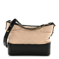 Aged Calfskin Quilted Medium Gabrielle Hobo Beige Black
