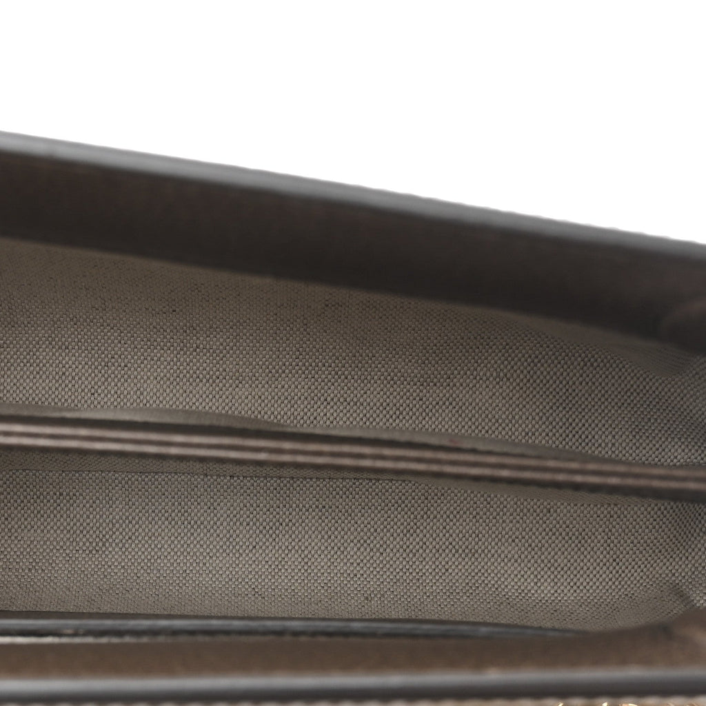 Monogram Jumbo GG Textured Dollar Calfskin Web Small Ophidia Chain Shoulder Bag Camel Ebony New Acero