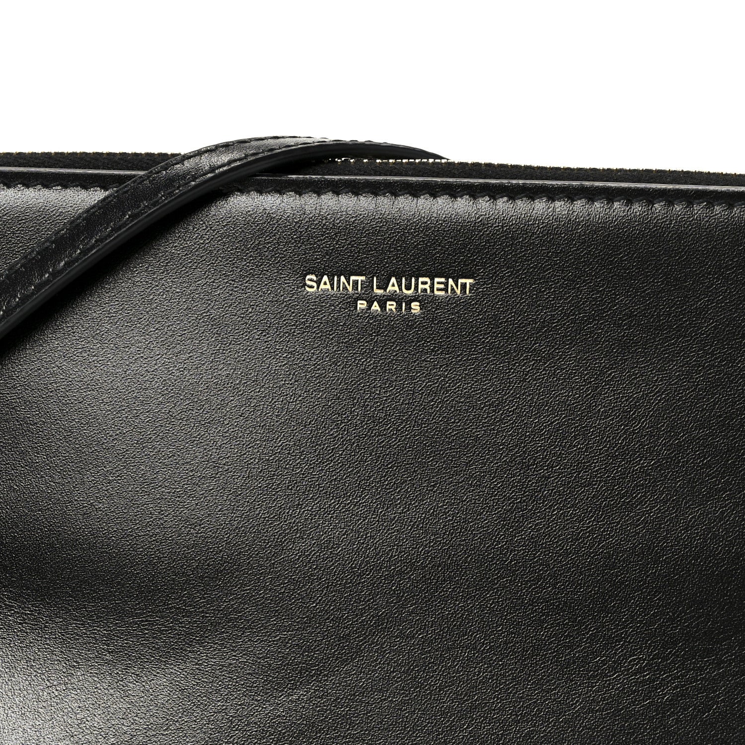 Shiny Calfskin Pouch On Strap Black