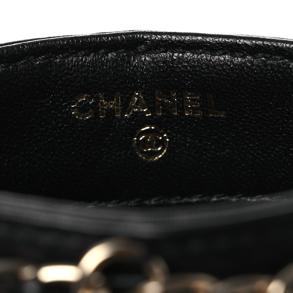 Lambskin Tech Me Out Clutch With Chain Black